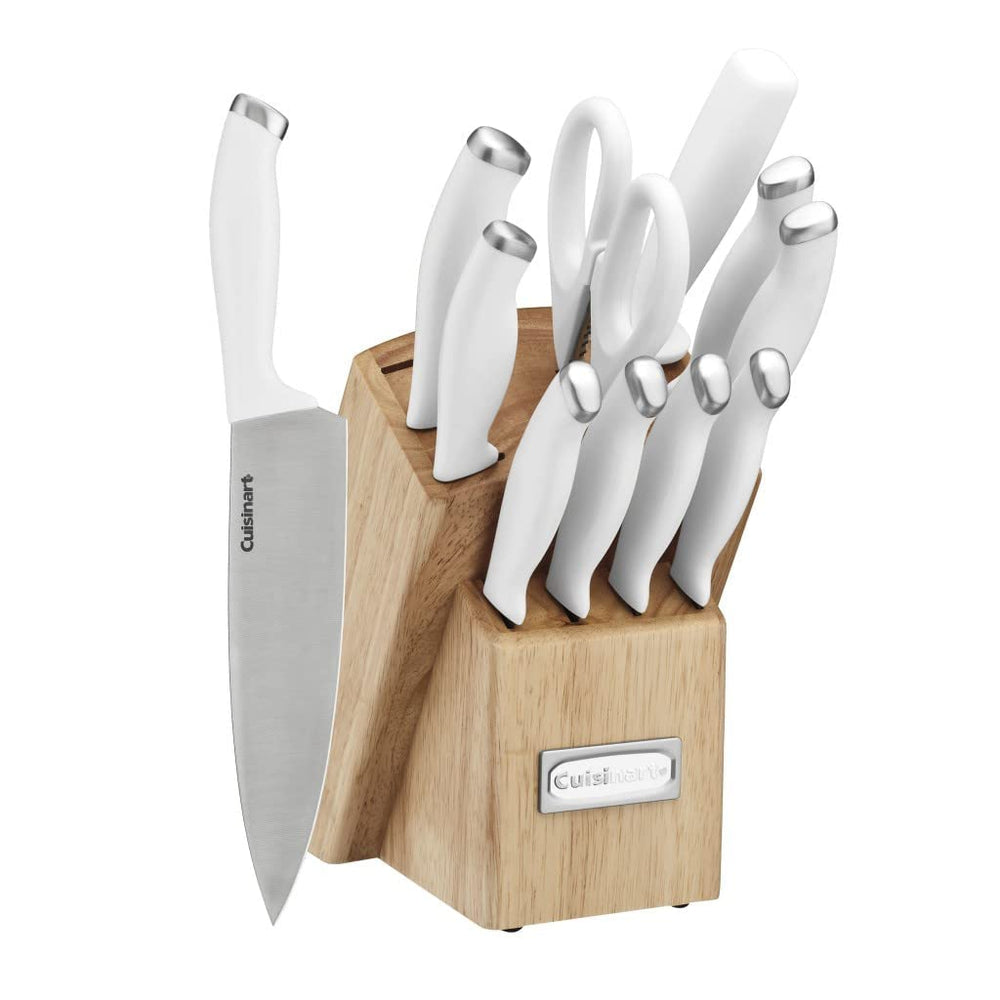 Cuisinart ensemble face montrant le bloc et tous les couteaux pour organisation