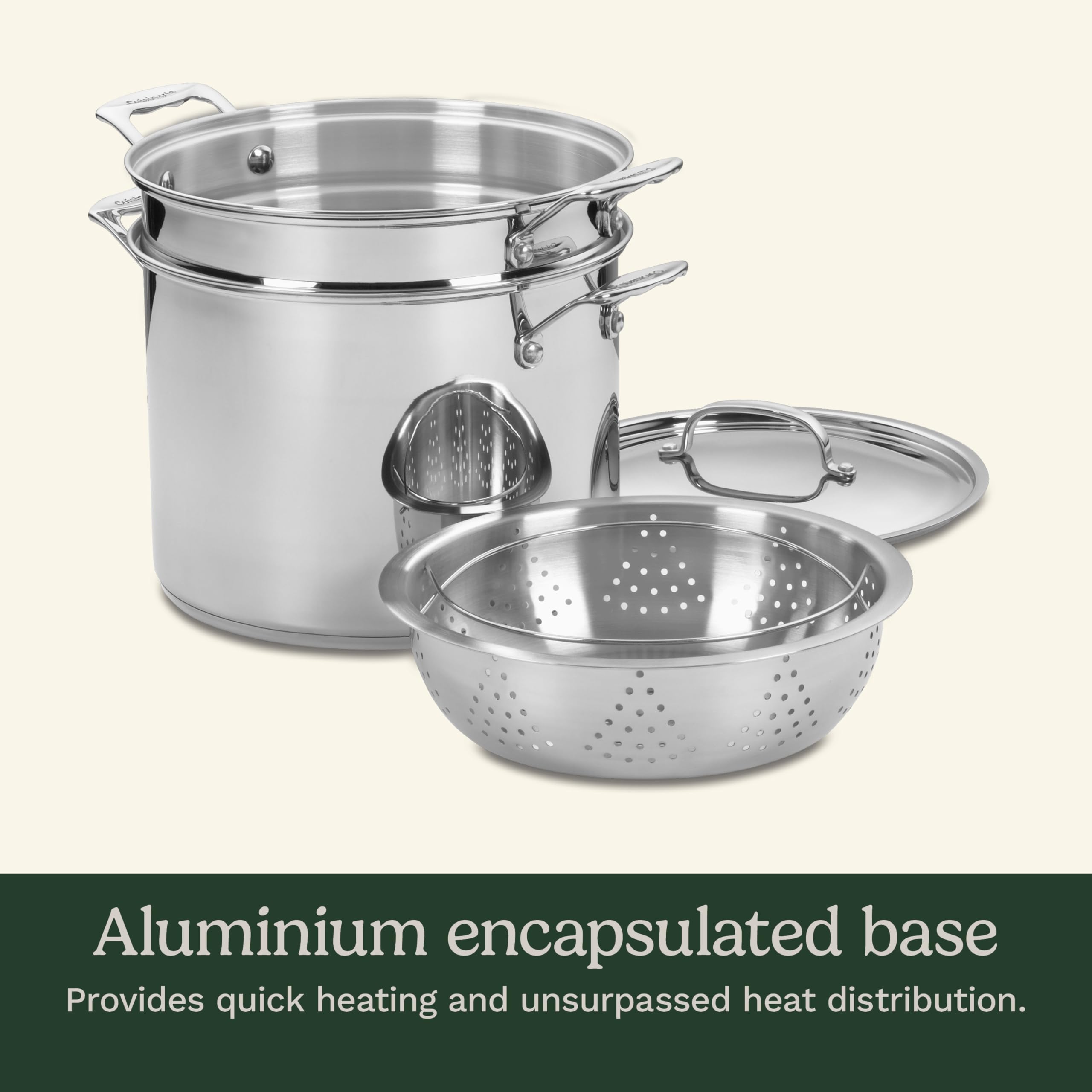 Cuisinart détail finition miroir résistante qui conserve l'éclat après le lavage