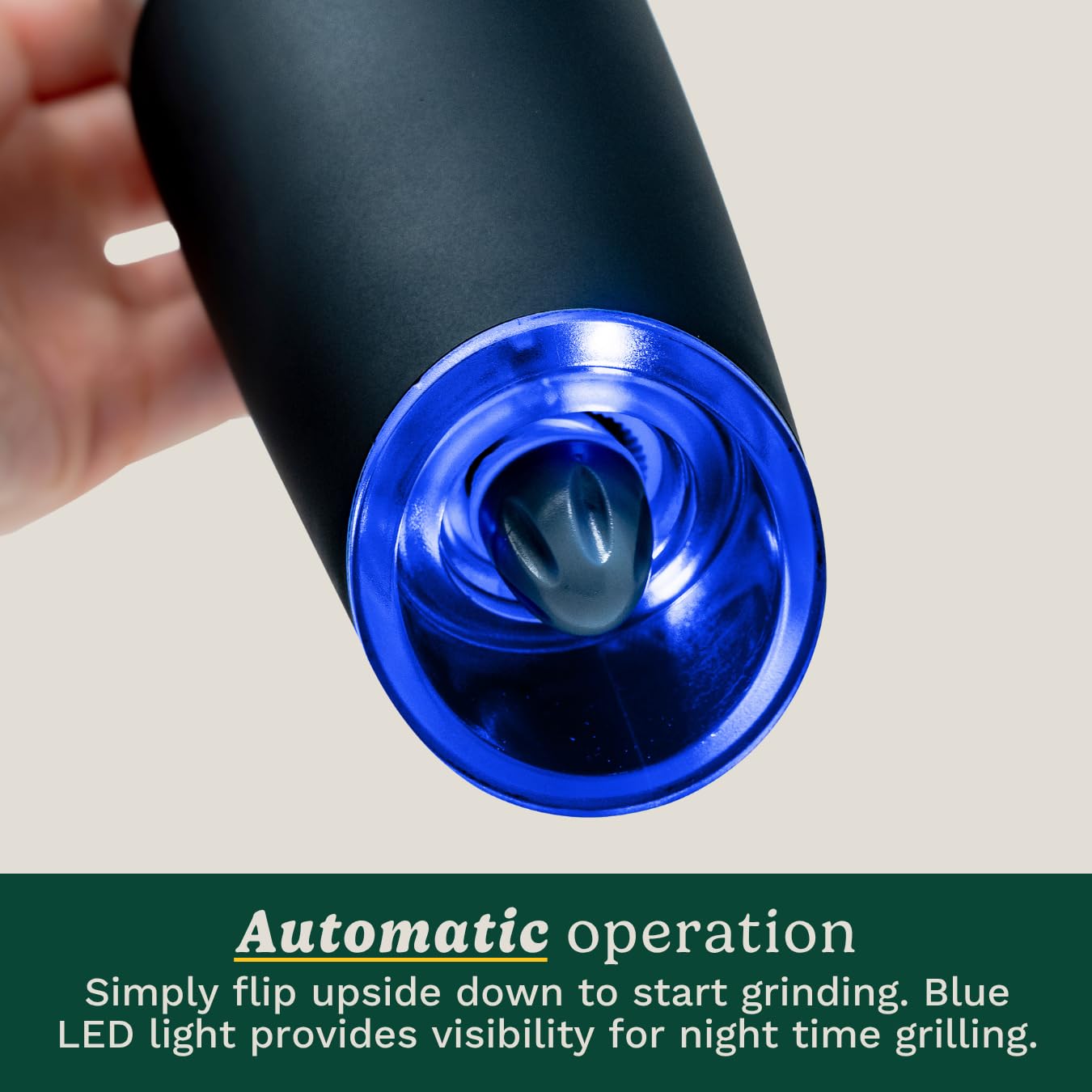 Cuisinart utilisation nocturne avec LED bleue pour assaisonner clairement