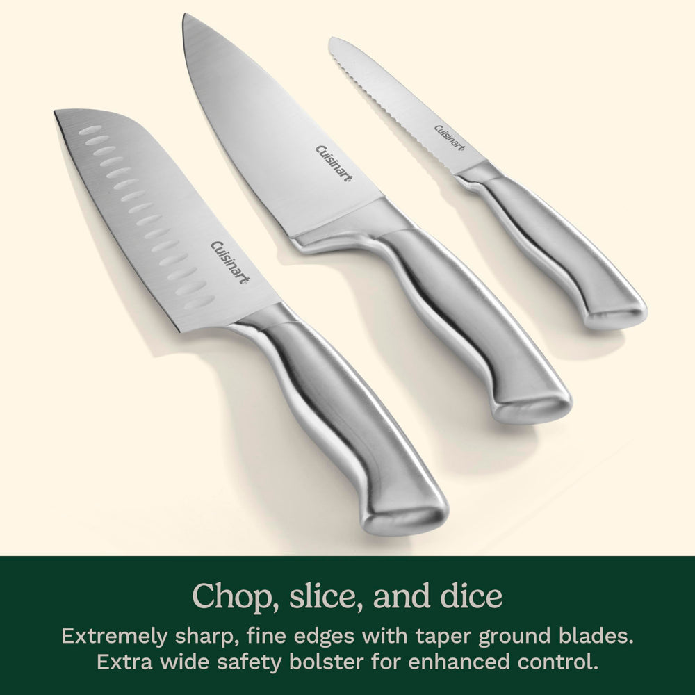 Cuisinart manche creux ergonomique montré en détail, équilibre léger pour confort de coupe