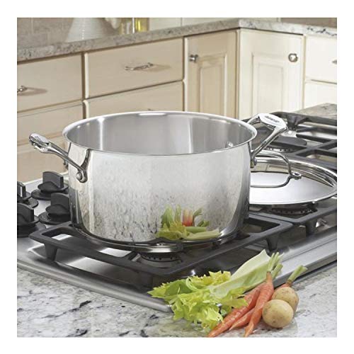 Cuisinart marmite 744-24 gros plan poignée rivetée pour prise sûre et usage au four