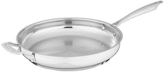 Cuisinart poêle face avant montrant silhouette et fini inox, durabilité visible