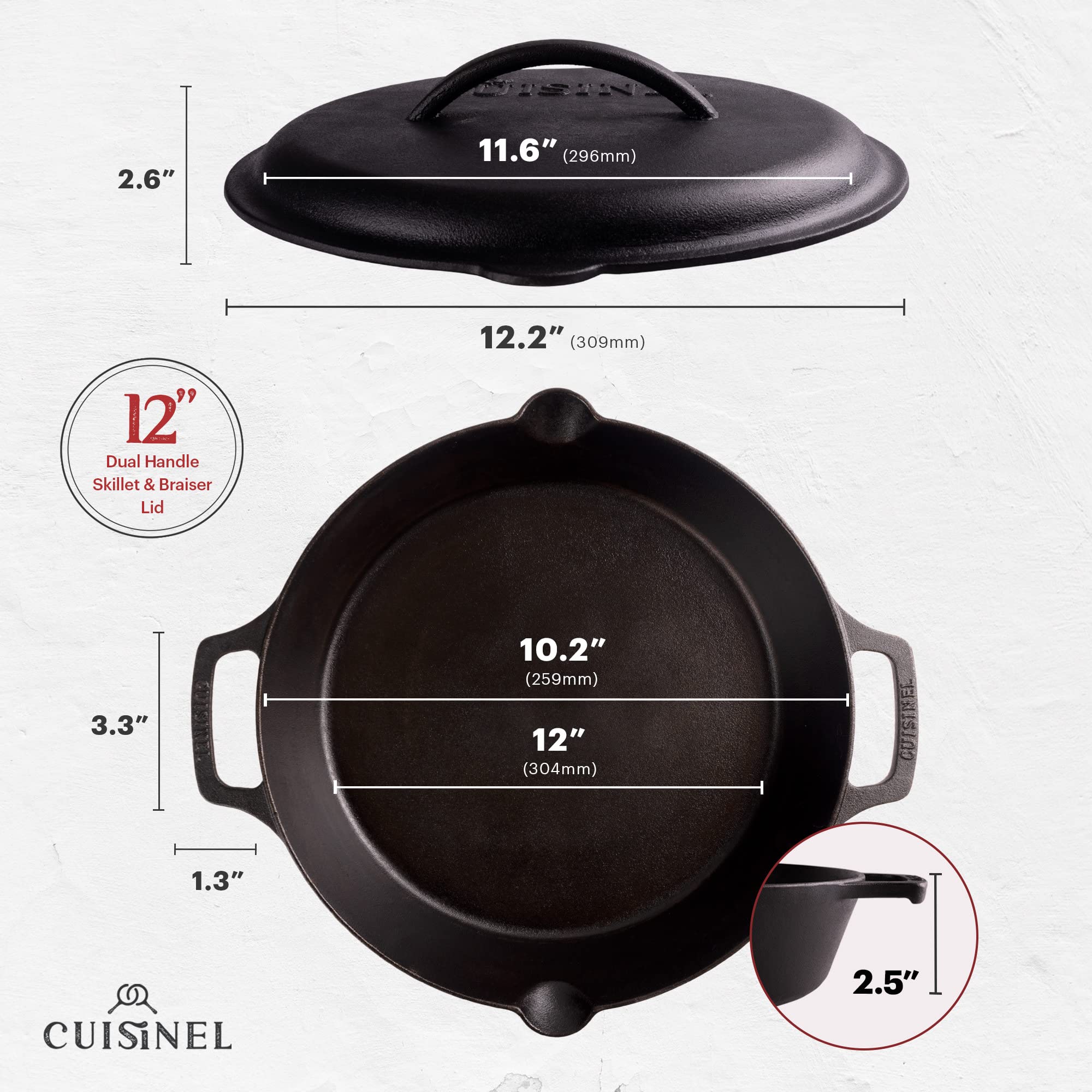 Cuisinel couvercle en fonte détaché montrant points d'égouttement pratiques