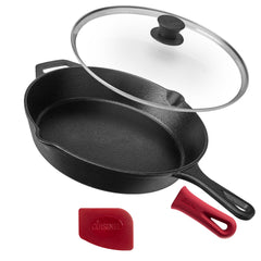 Cuisinel poêle en fonte vue de face montrant construction robuste et cuisson uniforme