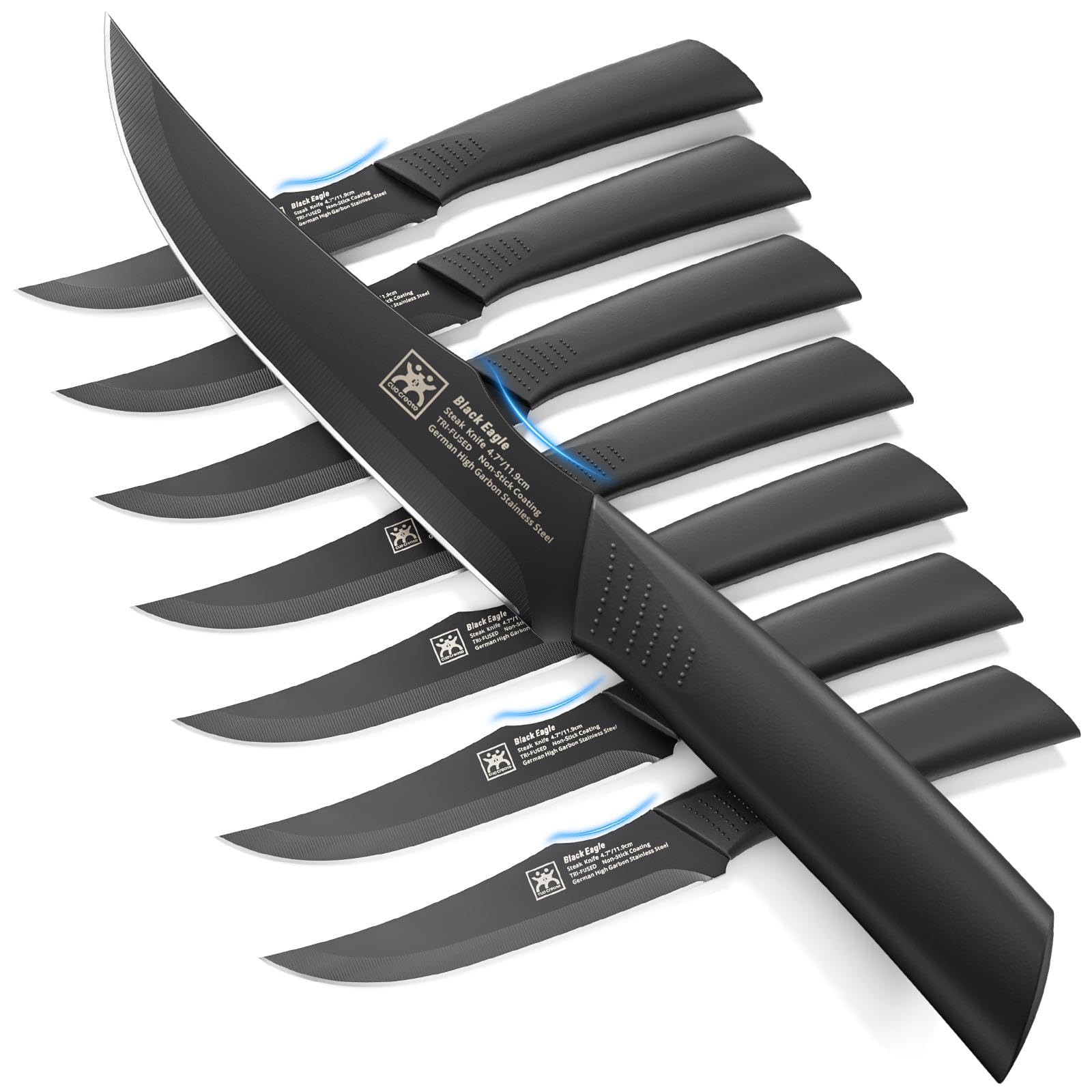 CuoCreate face avant de l'emballage montrant ensemble 8 couteaux, aspect premium