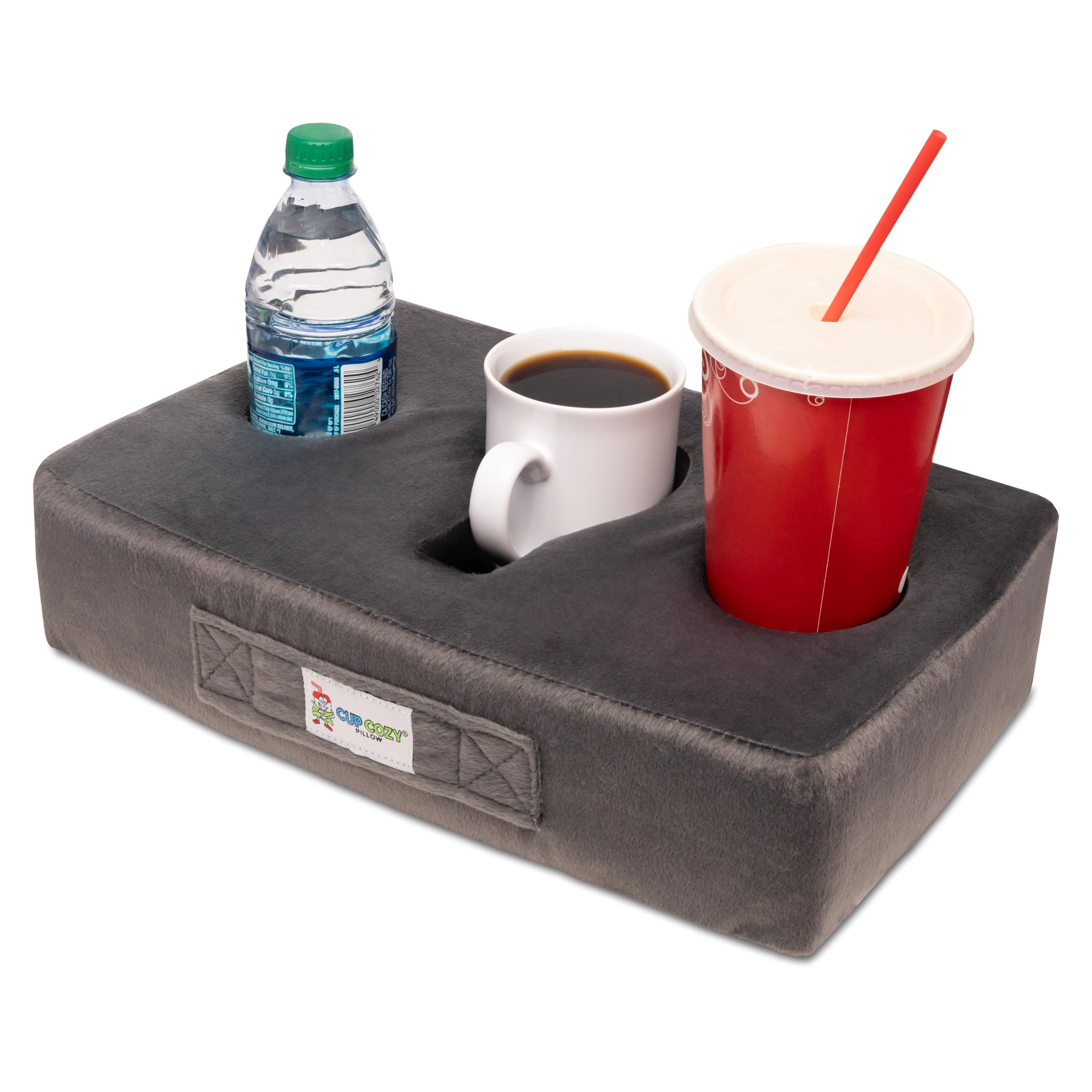 Cup Cozy Pillow vue avant du produit sur canapé montrant la stabilité