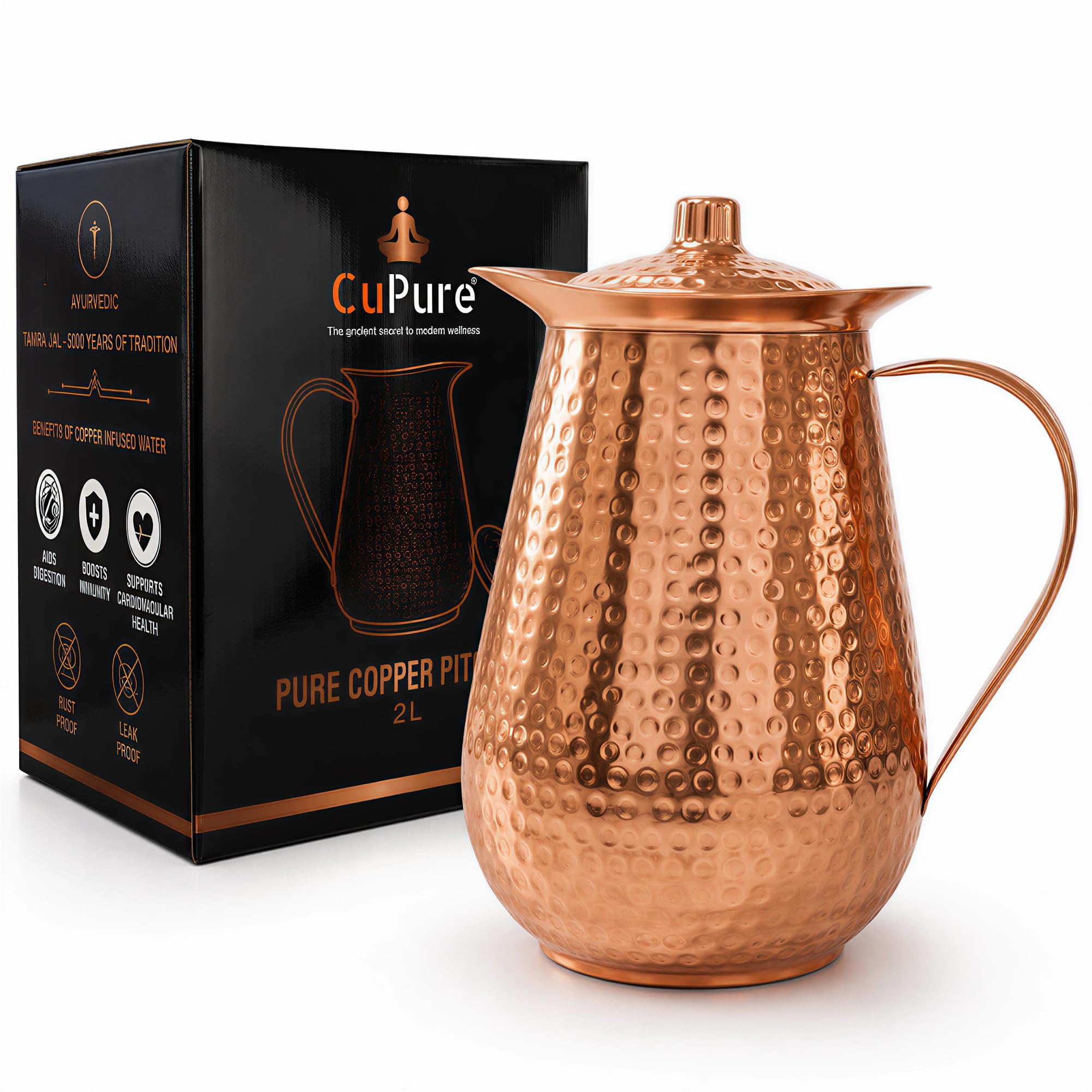 CuPure cruche devant présentant style martelé et élégance