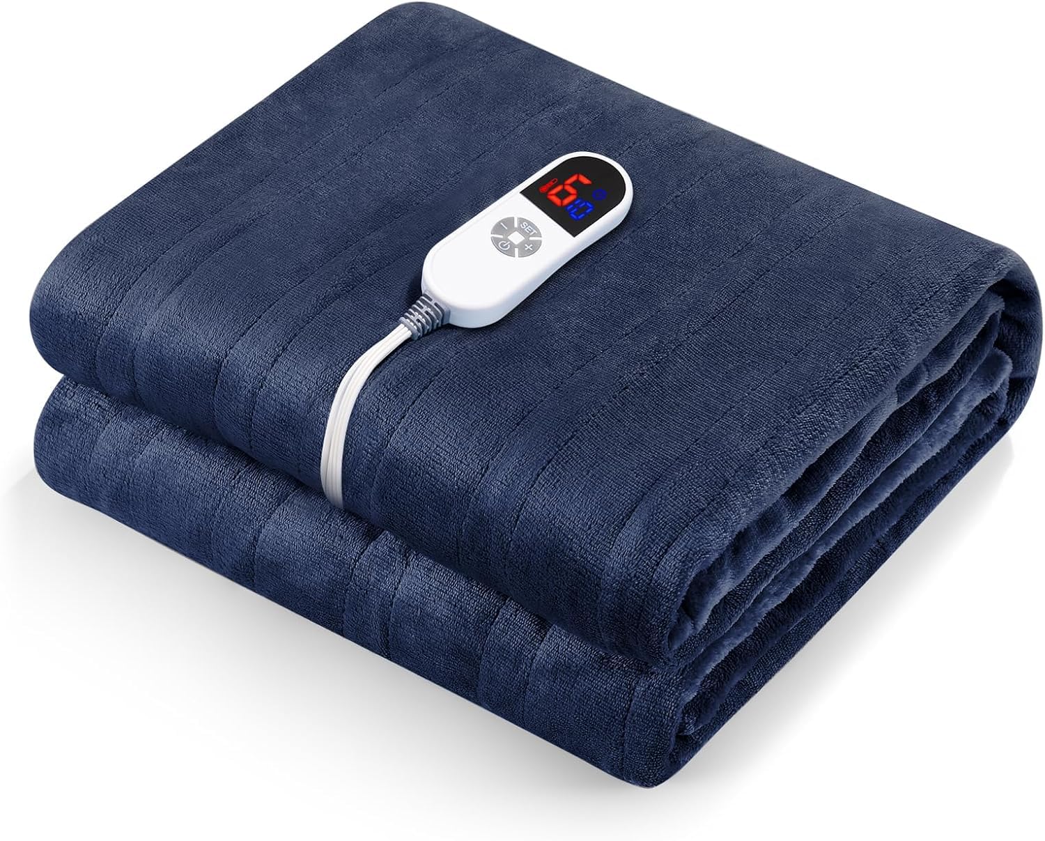 CURECURE couverture chauffante face avant montrant la taille twin et le tissu doux