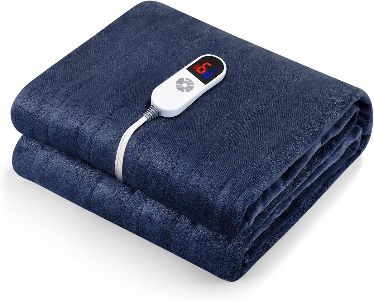 CURECURE couverture chauffante face avant montrant la taille twin et le tissu doux