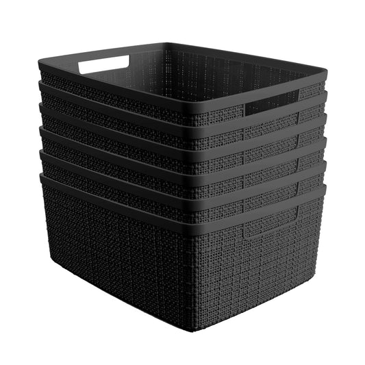 Curver lot de paniers jute vue de face montrant rangement uniforme et gain de place