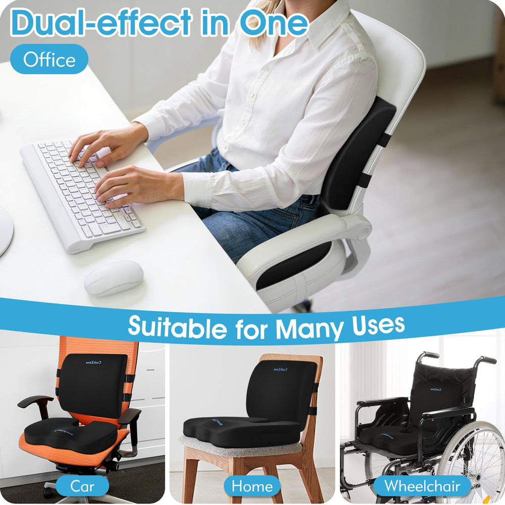 CushZone coussin installé sur une chaise de bureau, assise plus confortable