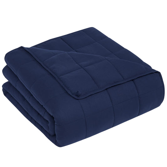 CuteKing couverture pondérée recto packaging montrant la couleur bleu marine et l'avantage esthétique