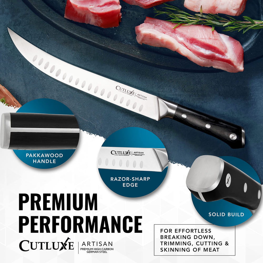 Cutluxe couteau posé dans cuisine montrant usage professionnel