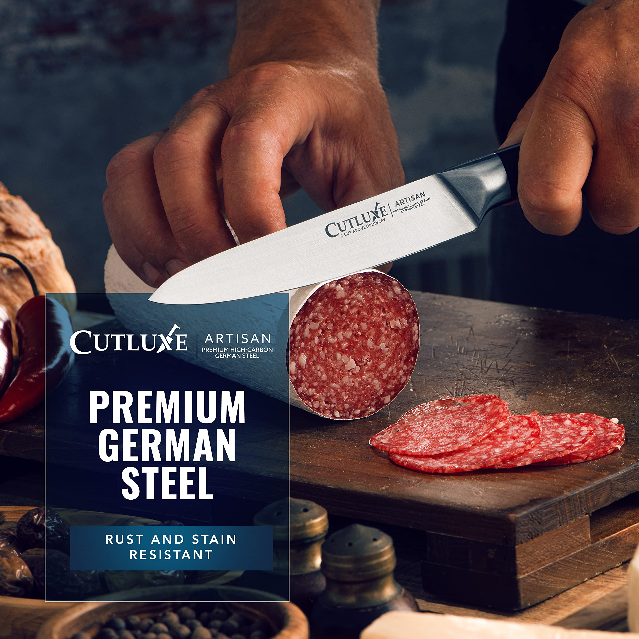 Cutluxe couteau coupant fromage et fruits pour préparation