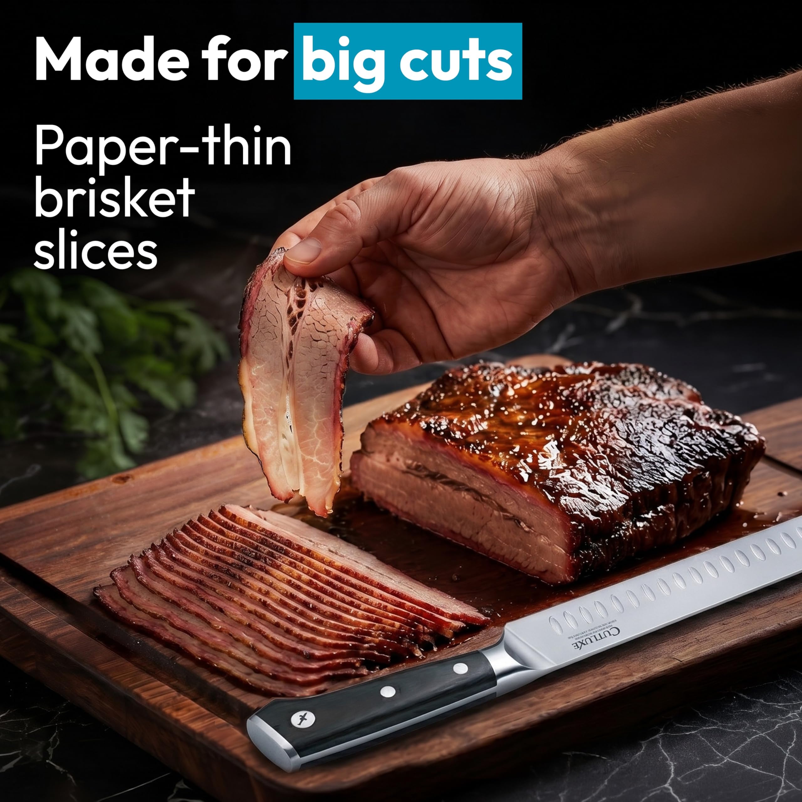 Cutluxe couteau désosseur flexible détail pour travail précis autour des os