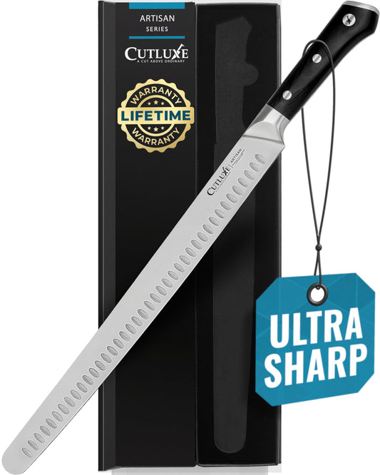Cutluxe couteau trancher 14'' face avant finition professionnelle et équilibre