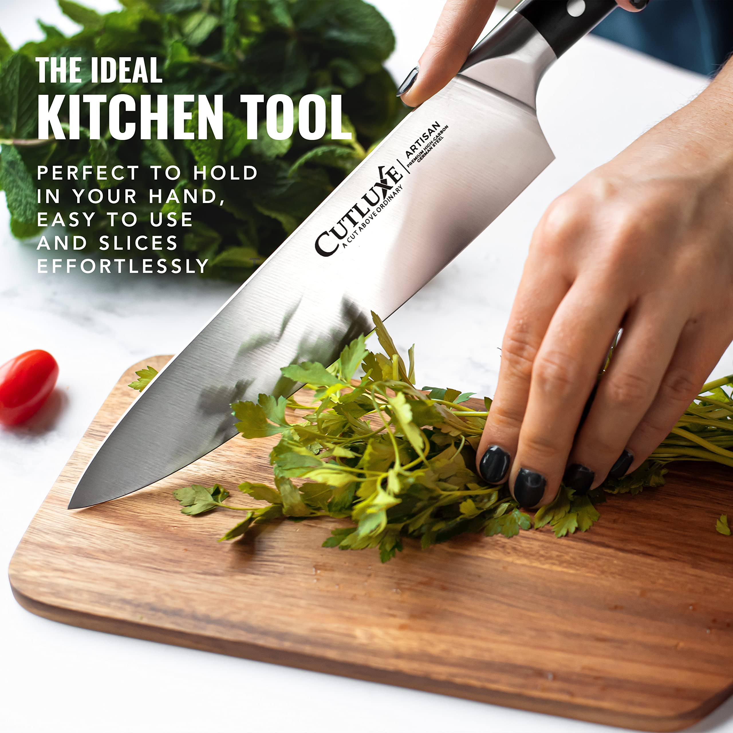 Cutluxe en usage coupant légumes facilité et rapidité de préparation