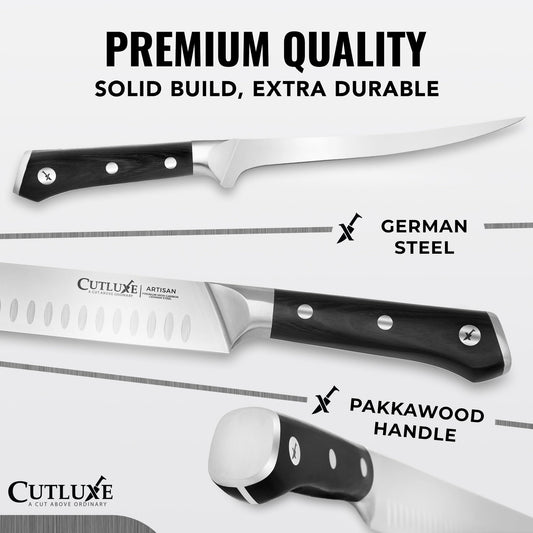 Cutluxe lame brisket 30 cm vue rapprochée montrant un tranchant net pour tranches régulières
