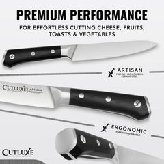 Cutluxe lame gros plan montrant acier allemand et netteté