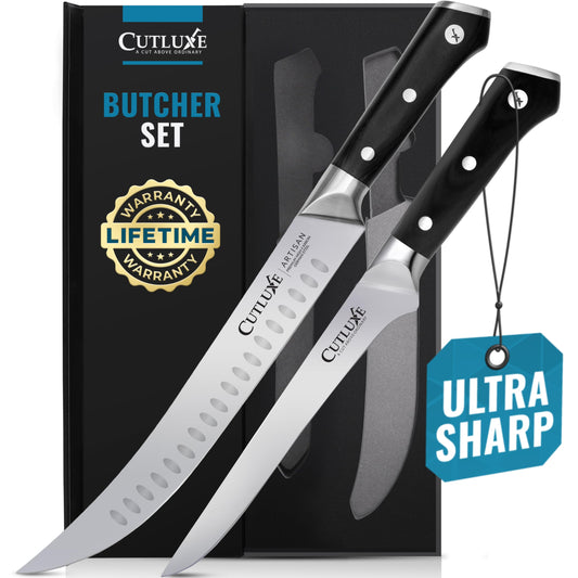 Cutluxe emballage avant montrant le set complet et qualité professionnelle