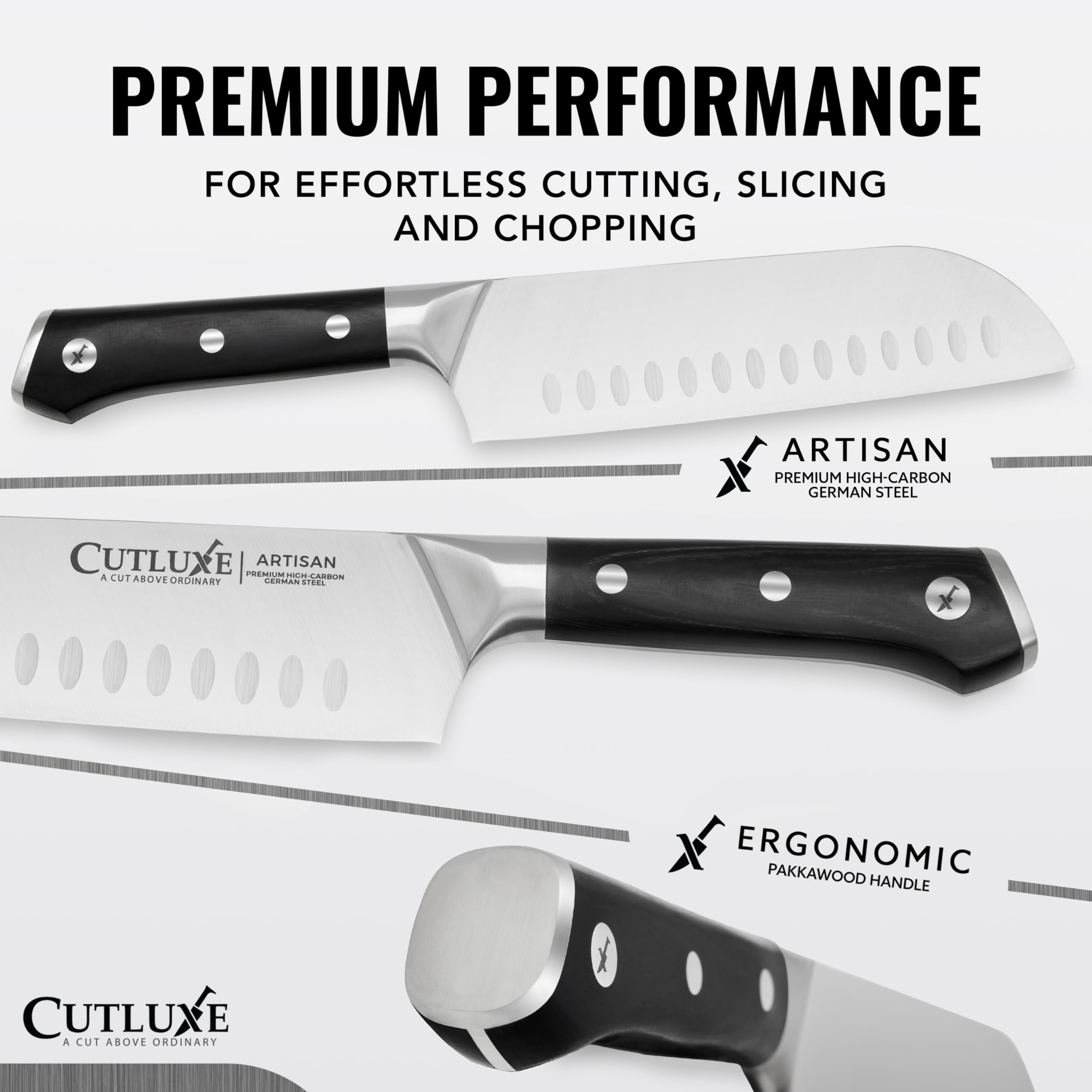 Cutluxe lame finition proche montrant netteté et précision de coupe
