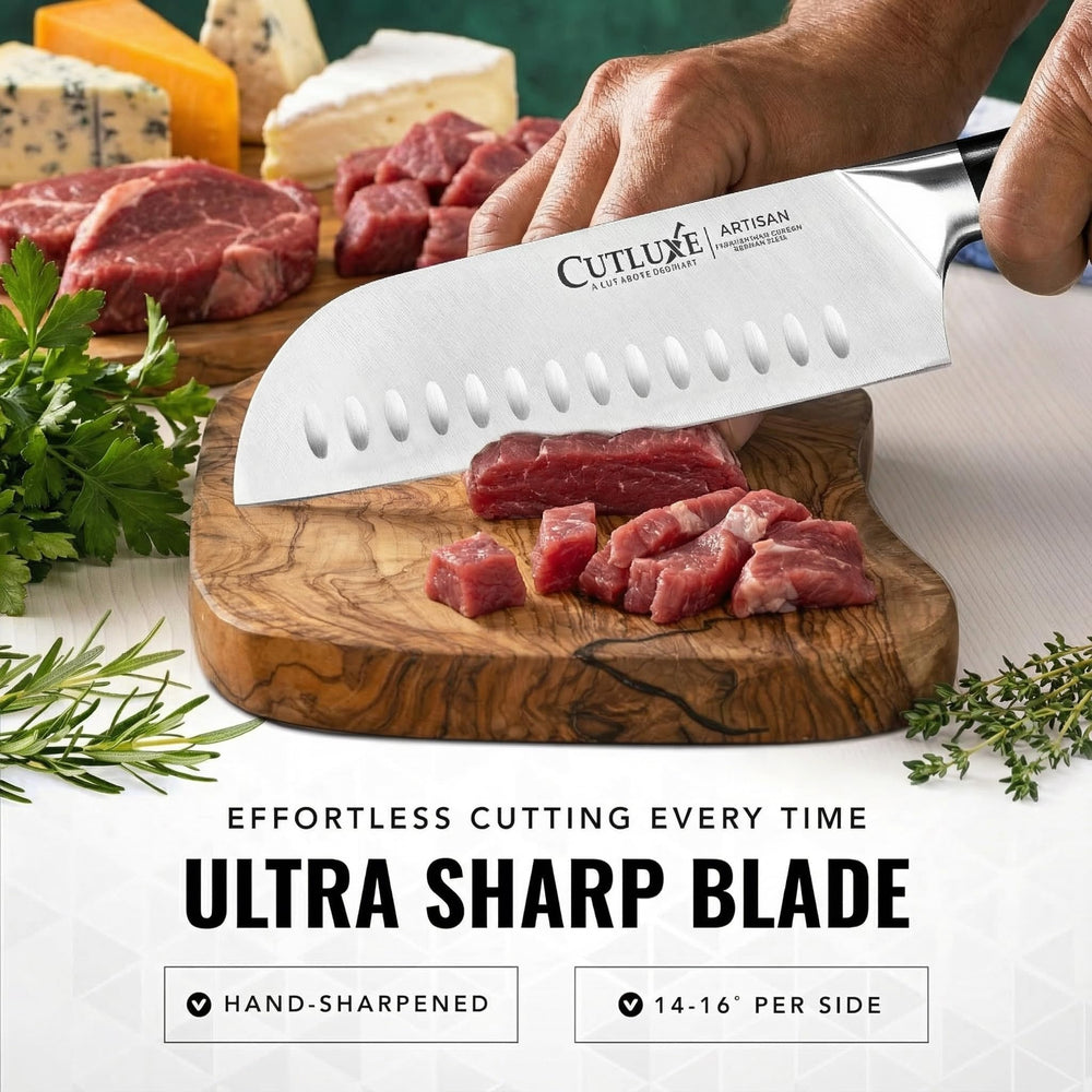 Cutluxe manche pakkawood détail montrant prise en main confortable