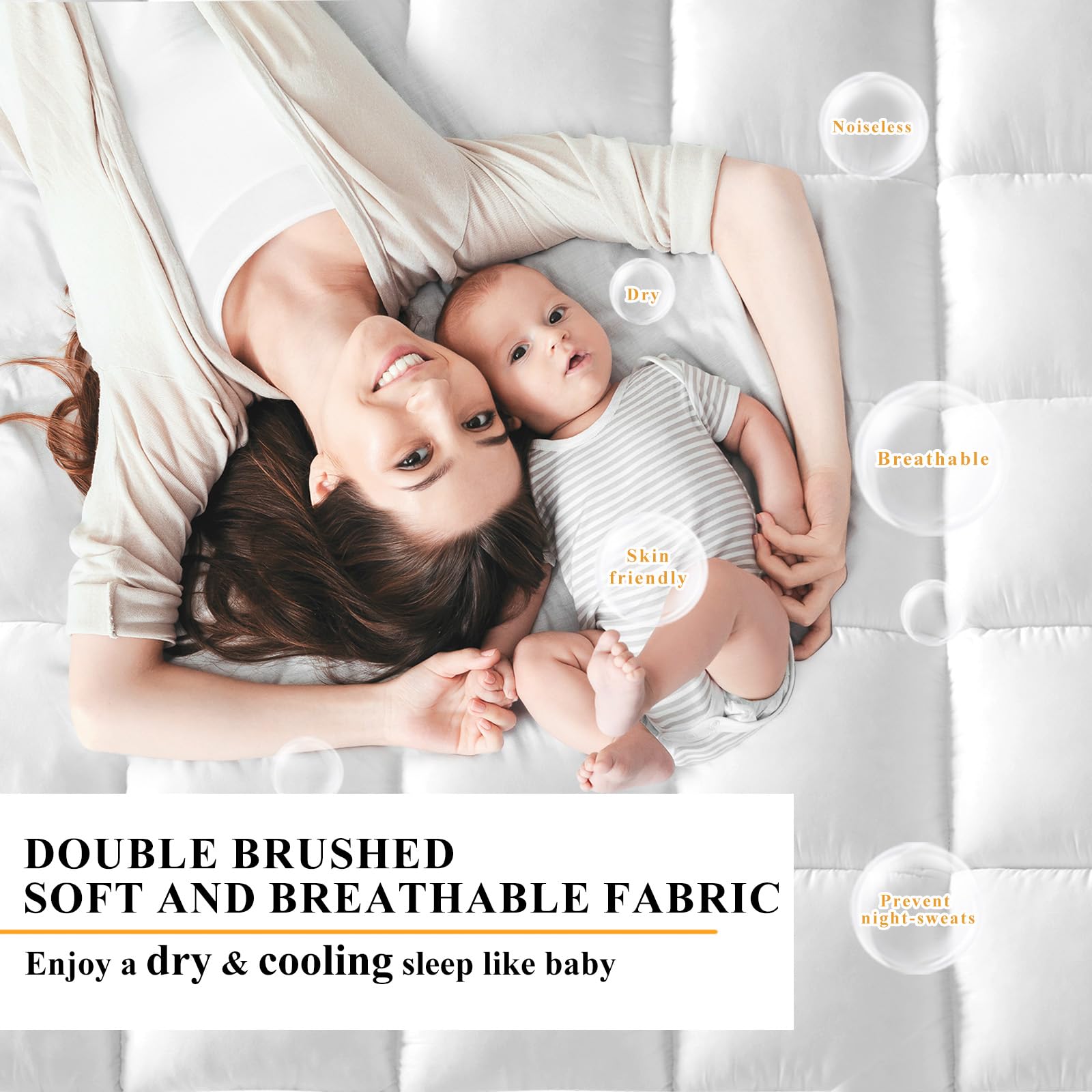 D & G THE DUCK AND GOOSE CO surmatelas installé sur lit complet, transformation visuelle du matelas