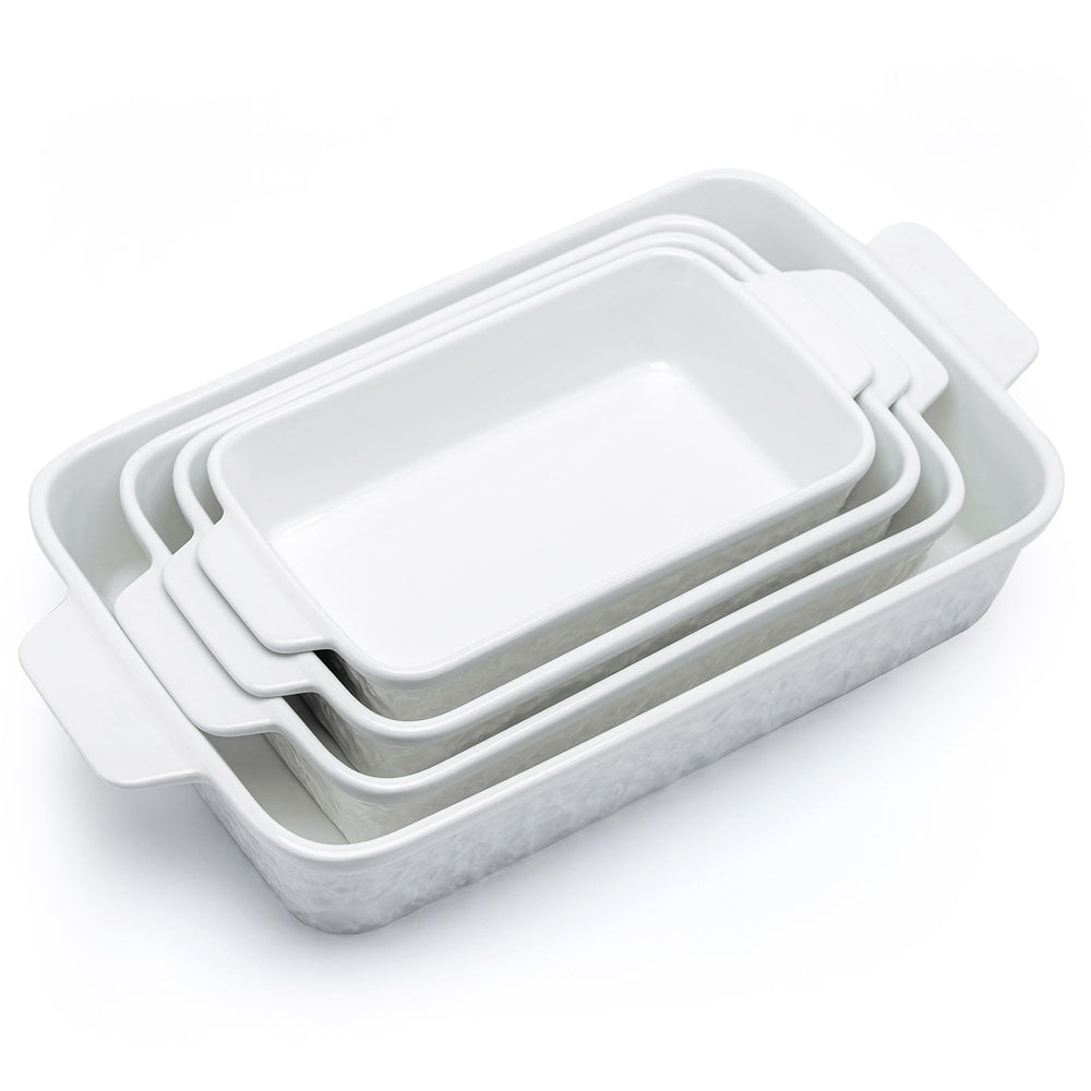 Dafuceramic ensemble quatre plats rectangulaires blanc, polyvalence pour cuisson