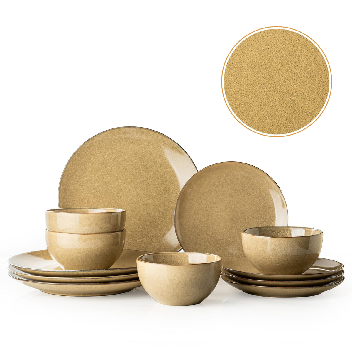Dafuceramic vue frontale du service 12 pièces, esthétique chaleureuse