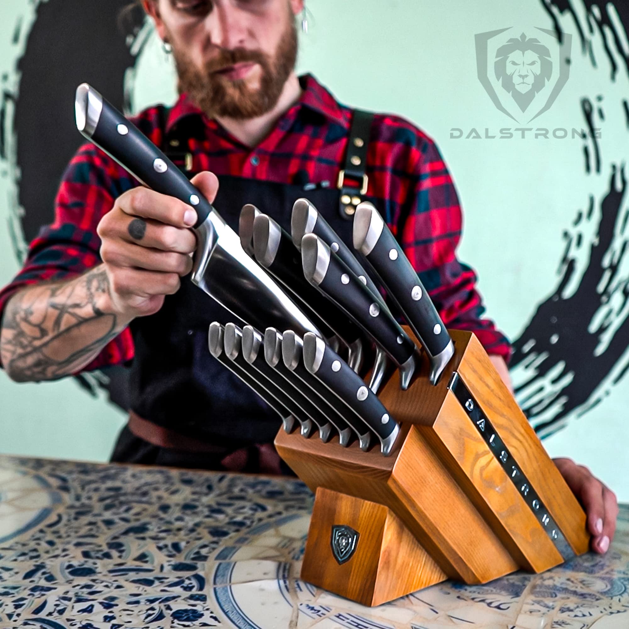 Dalstrong bloc main artisanal en Manchurian Ash, finition huilée résistante