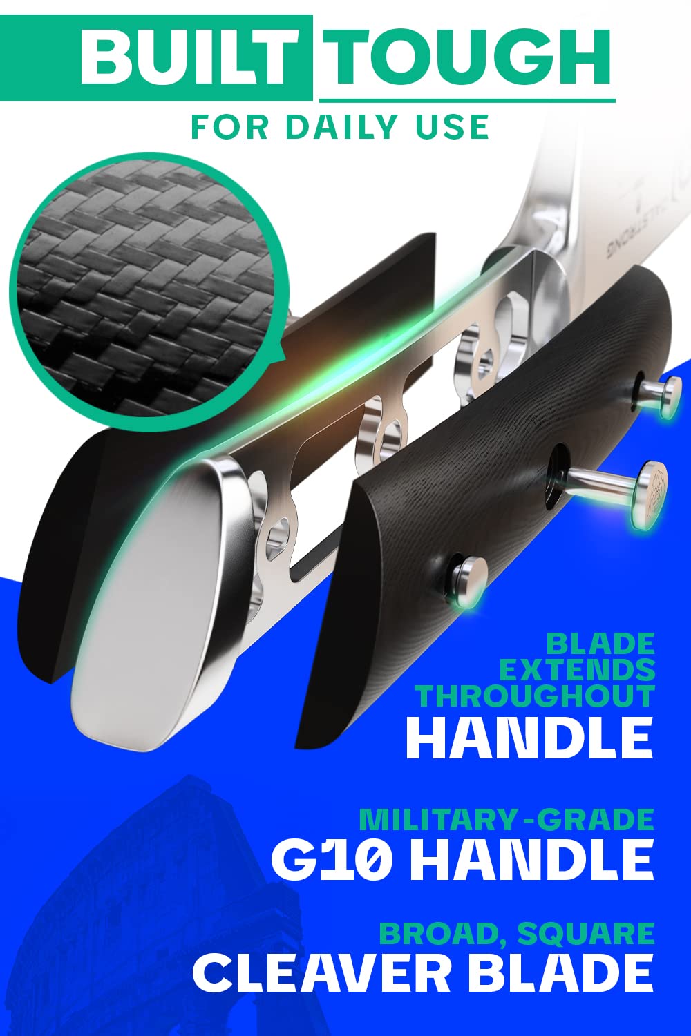 Dalstrong manche G10 Garolite ergonomique assurant prise sûre