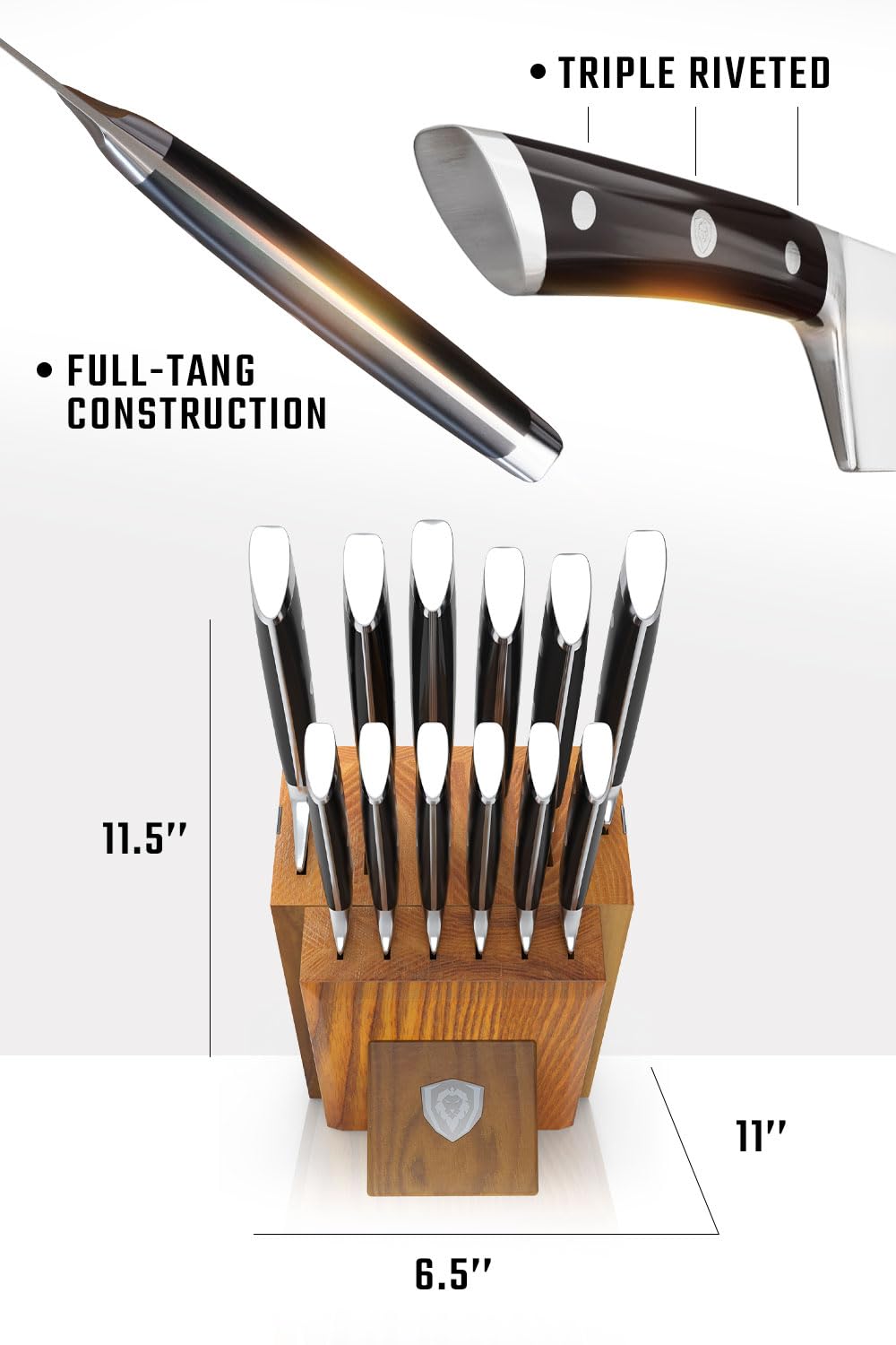 Dalstrong couteaux à steak sur table dressée, service immédiat et net