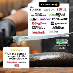 Dalstrong lame acier allemand gros plan affichant netteté et durabilité