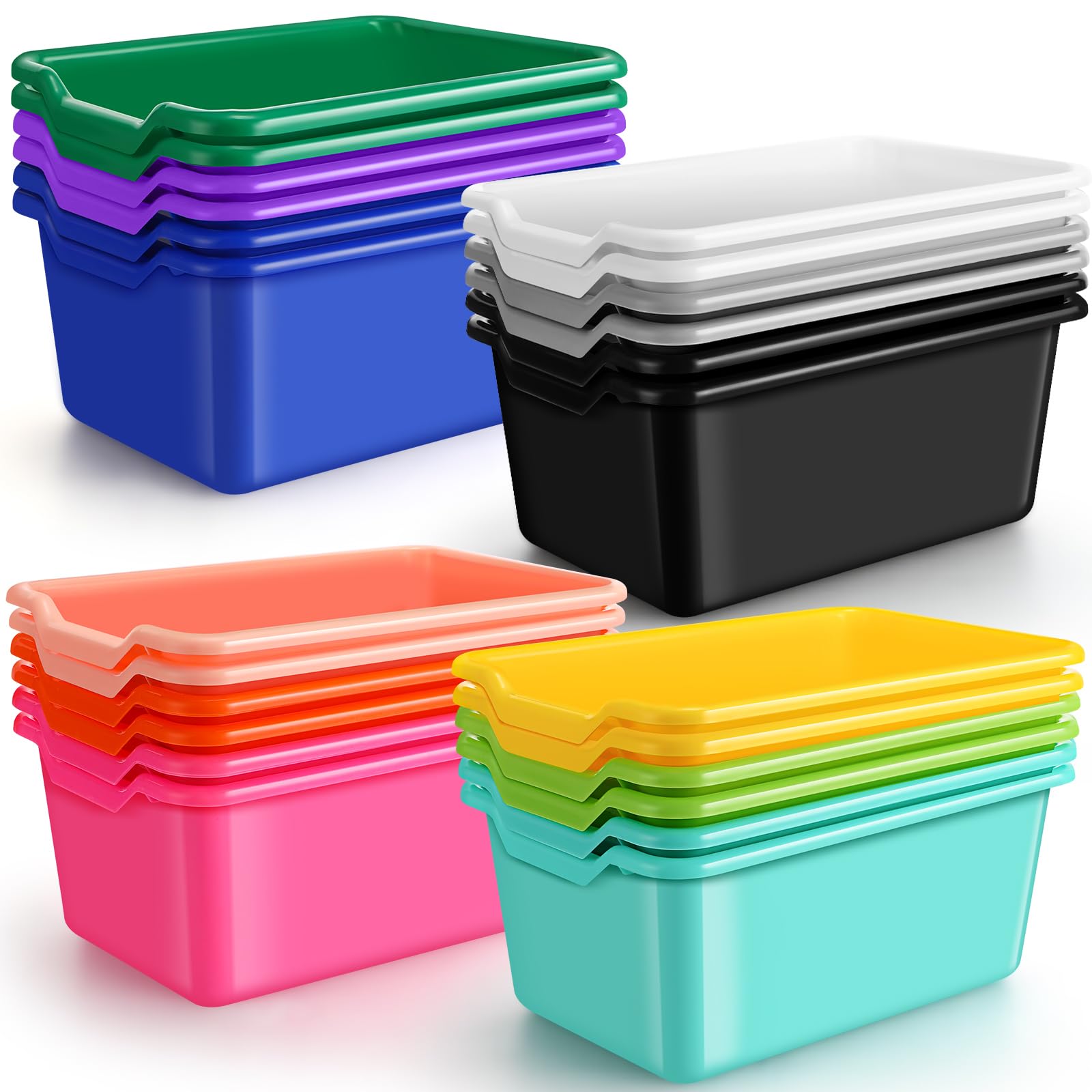 Dandat vue avant des 24 bacs colorés pour un rangement structuré