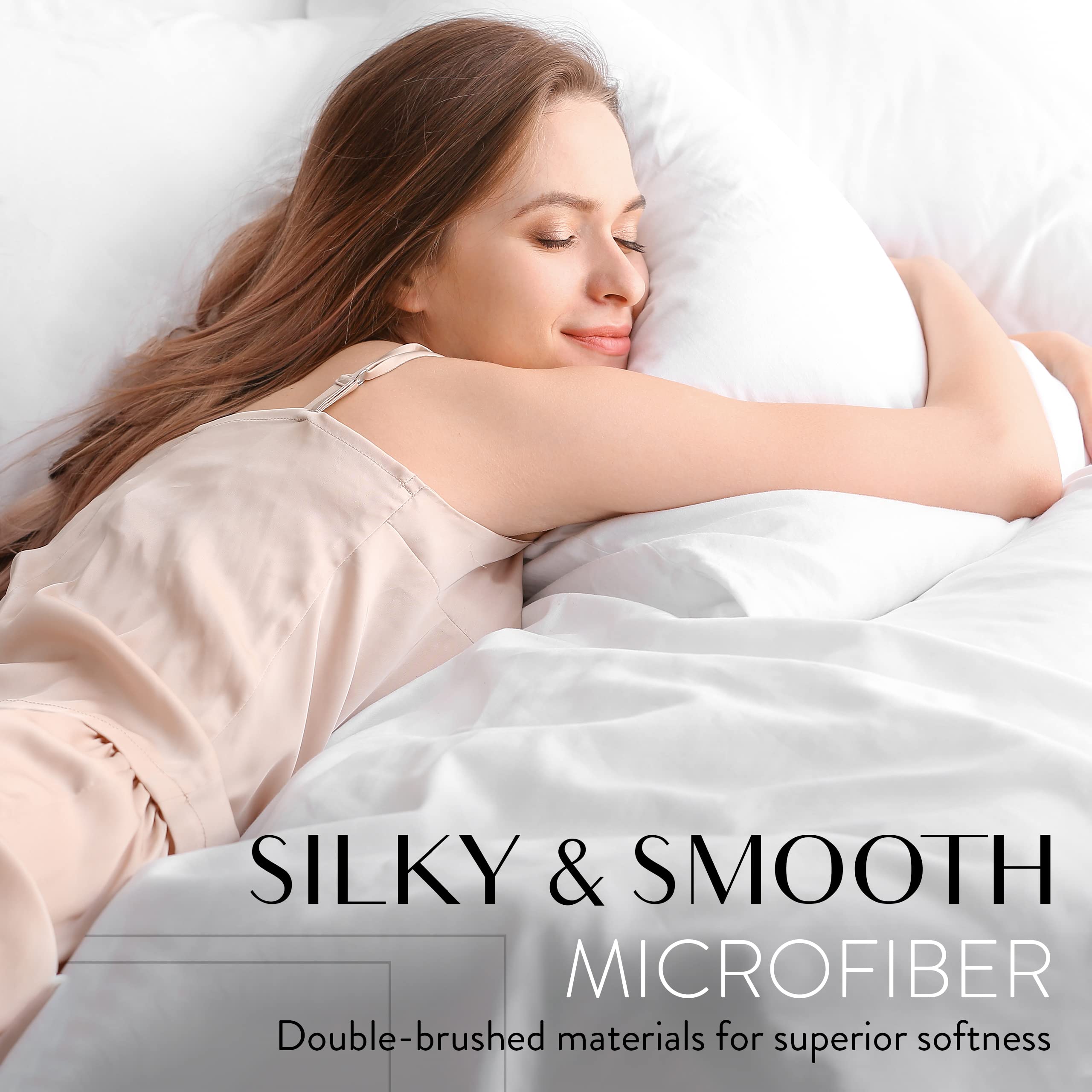 Danjor Linens quatre taies d'oreiller alignées montrant rotation et disponibilité