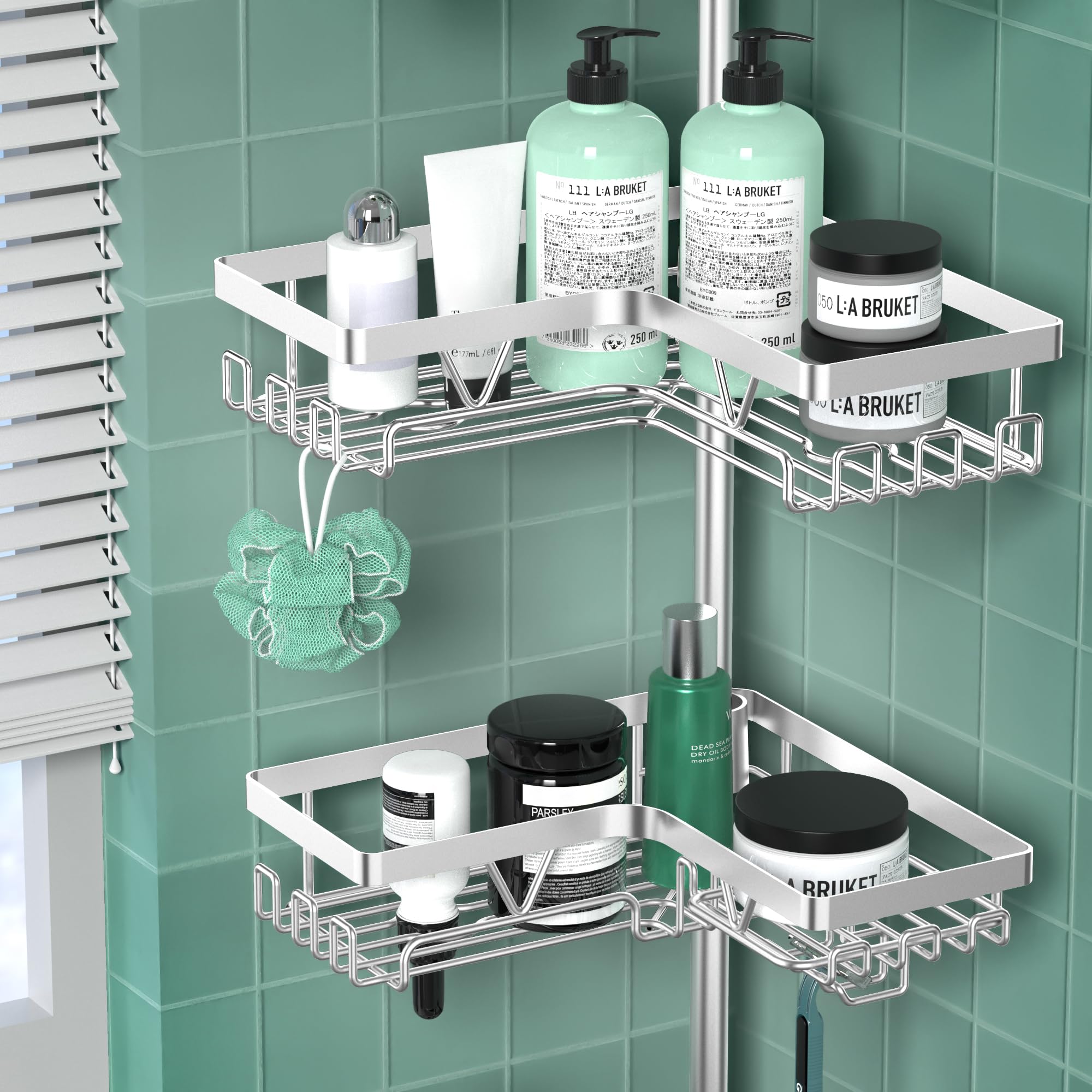 DAOYA étagère installée dans une douche montrant gain de place visible