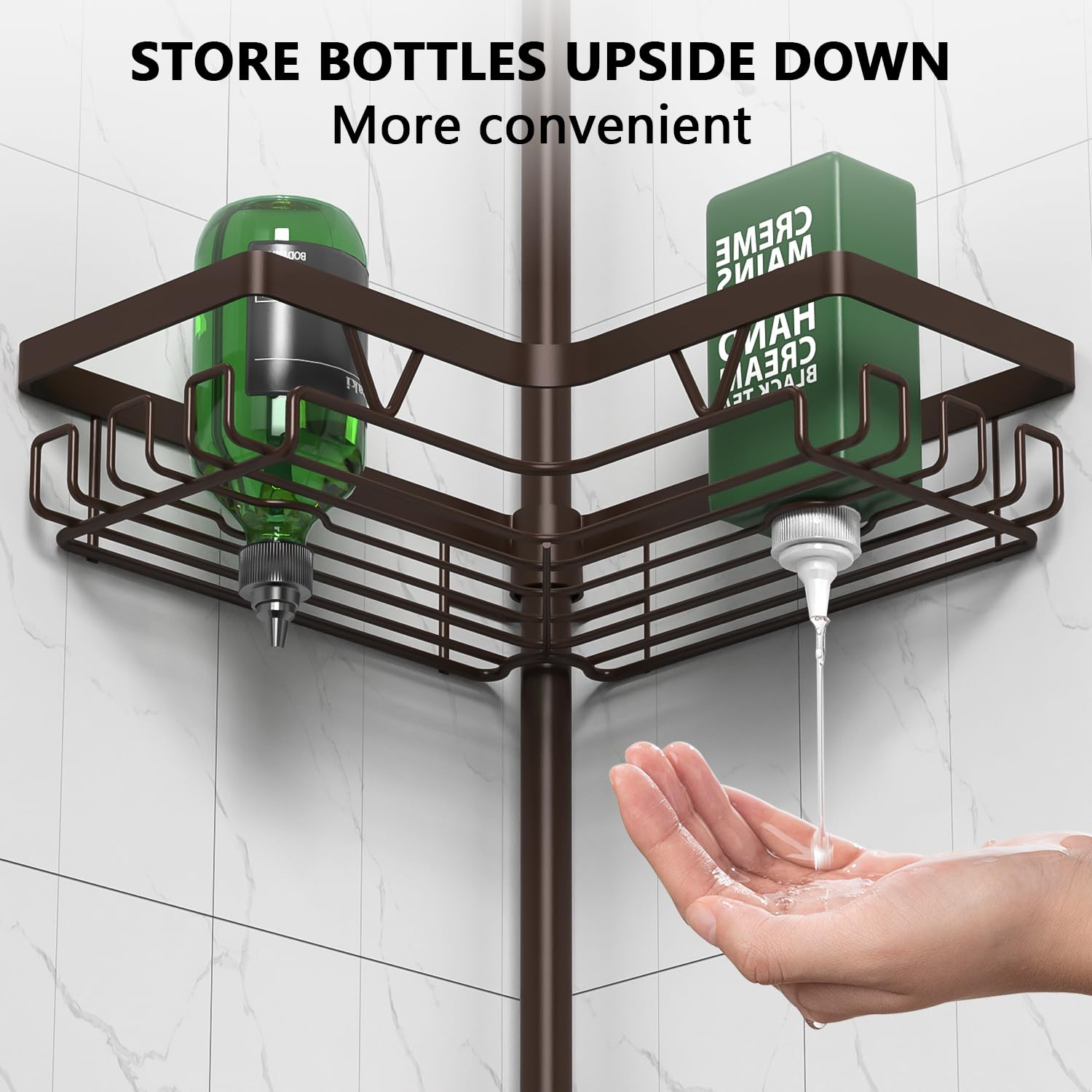 DAOYA organisateur installé dans la douche montrant produits accessibles