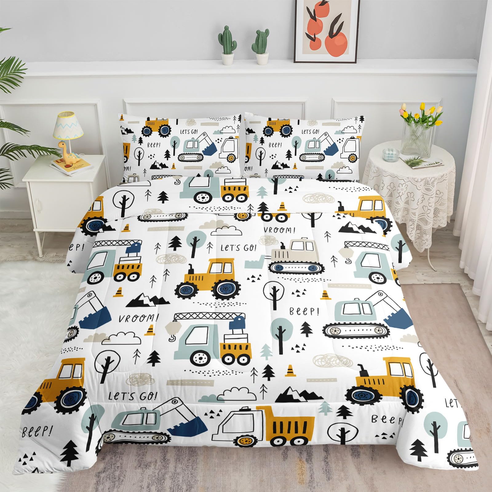 Datura home couette excavatrice face avant montrant motif chantier et confort