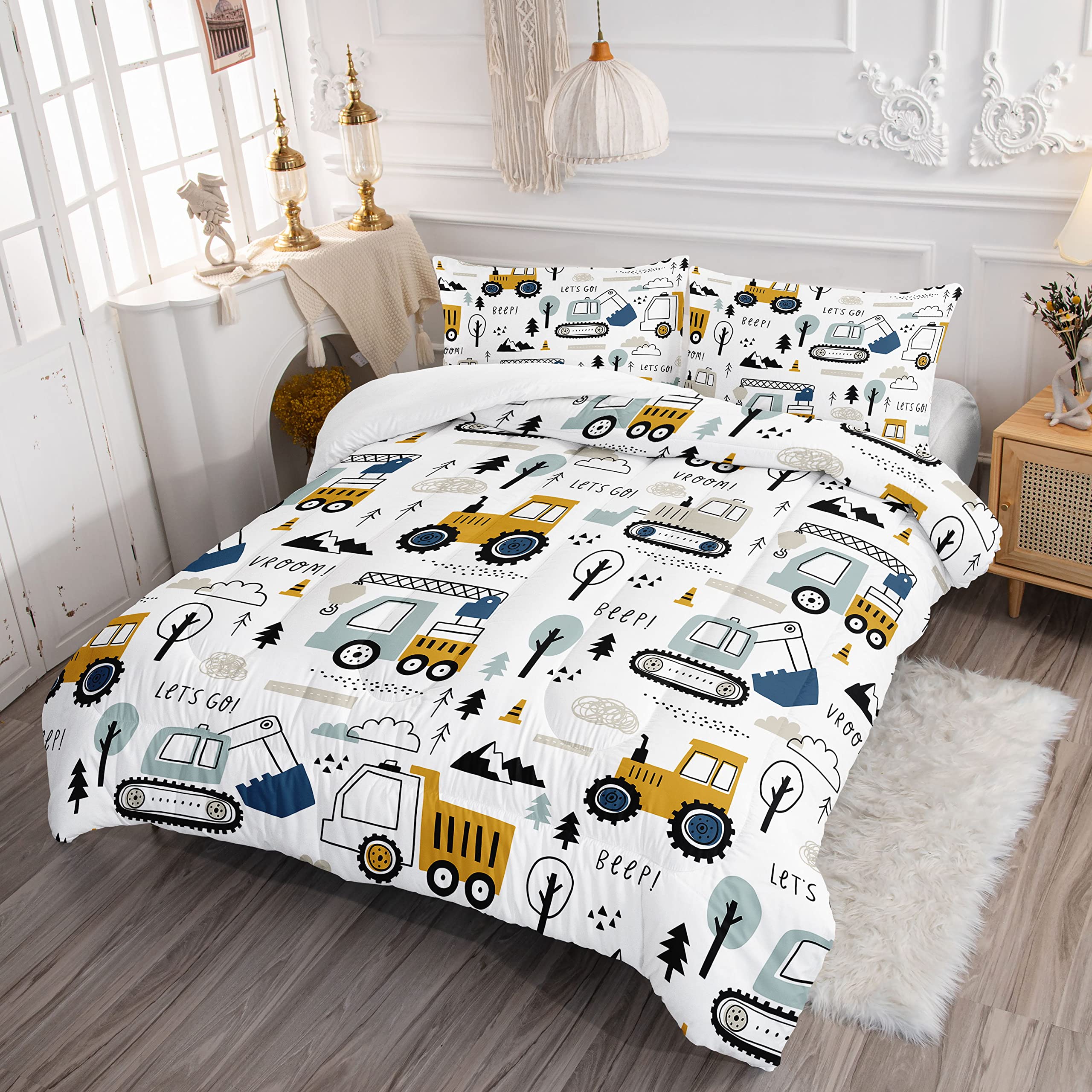 Datura home couette sur lit enfant décor chantier stimulant l'imagination