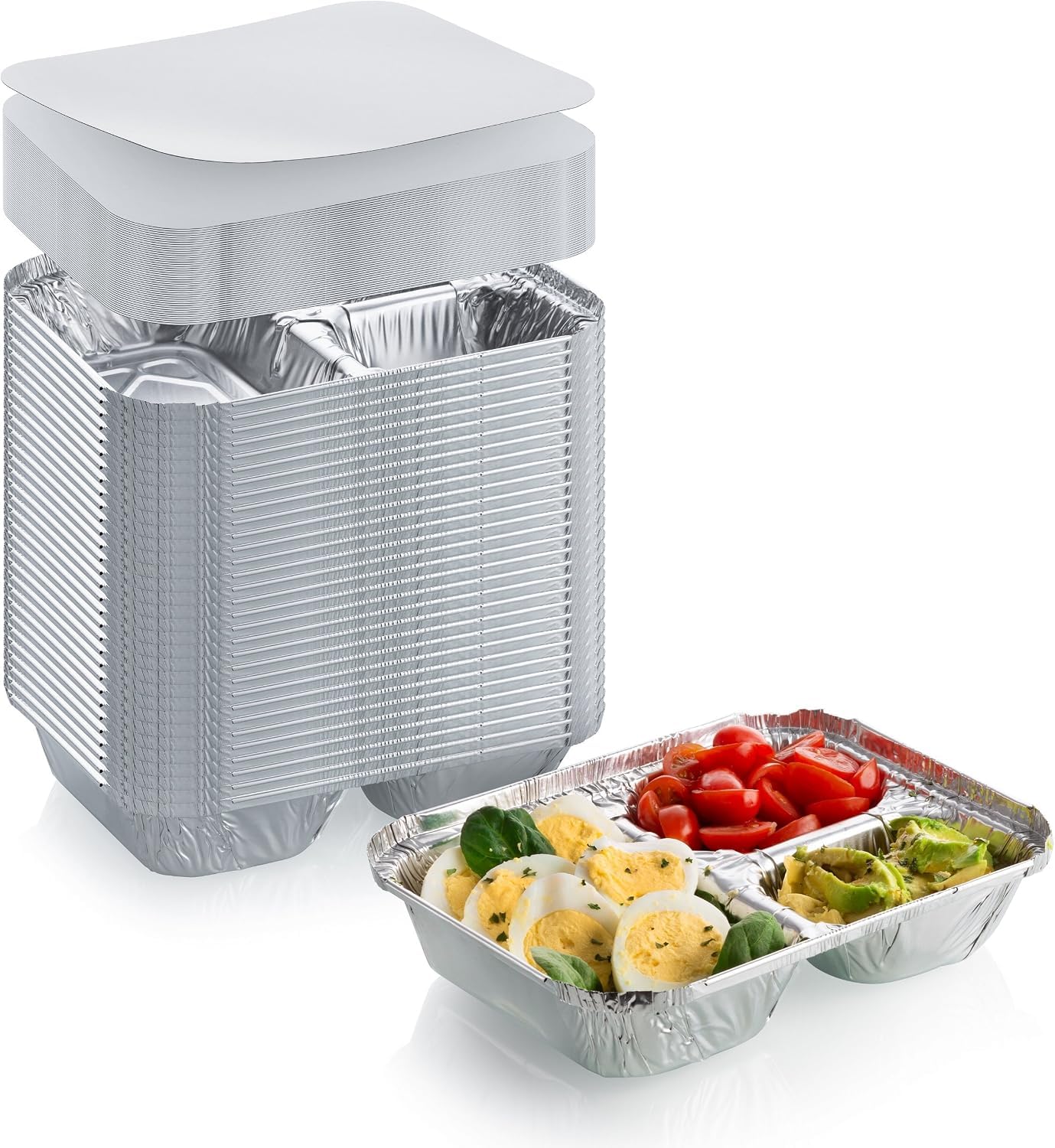 DCS Deals plateau aluminium face avant montrant trois compartiments pour repas séparés