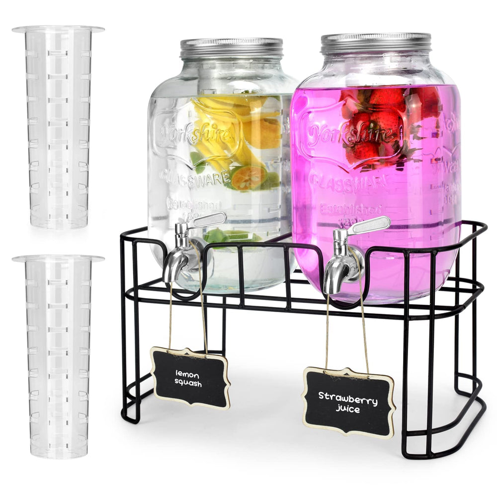 DD&HAPP face avant du distributeur en verre montrant design et contenance pratique