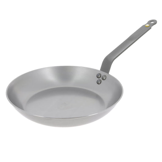 de Buyer poêle MINERAL B face avant montrant silhouette robuste et maniabilité