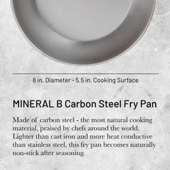 de Buyer poêle MINERAL B gros plan de la surface cuite illustrant la texture culottée antiadhésive