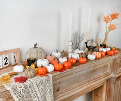 DearHouse composition en panier avec citrouilles et feuilles, idéal vitrine ou centre