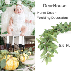 DearHouse gros plan sur feuilles d'eucalyptus en PU pour rendu naturel
