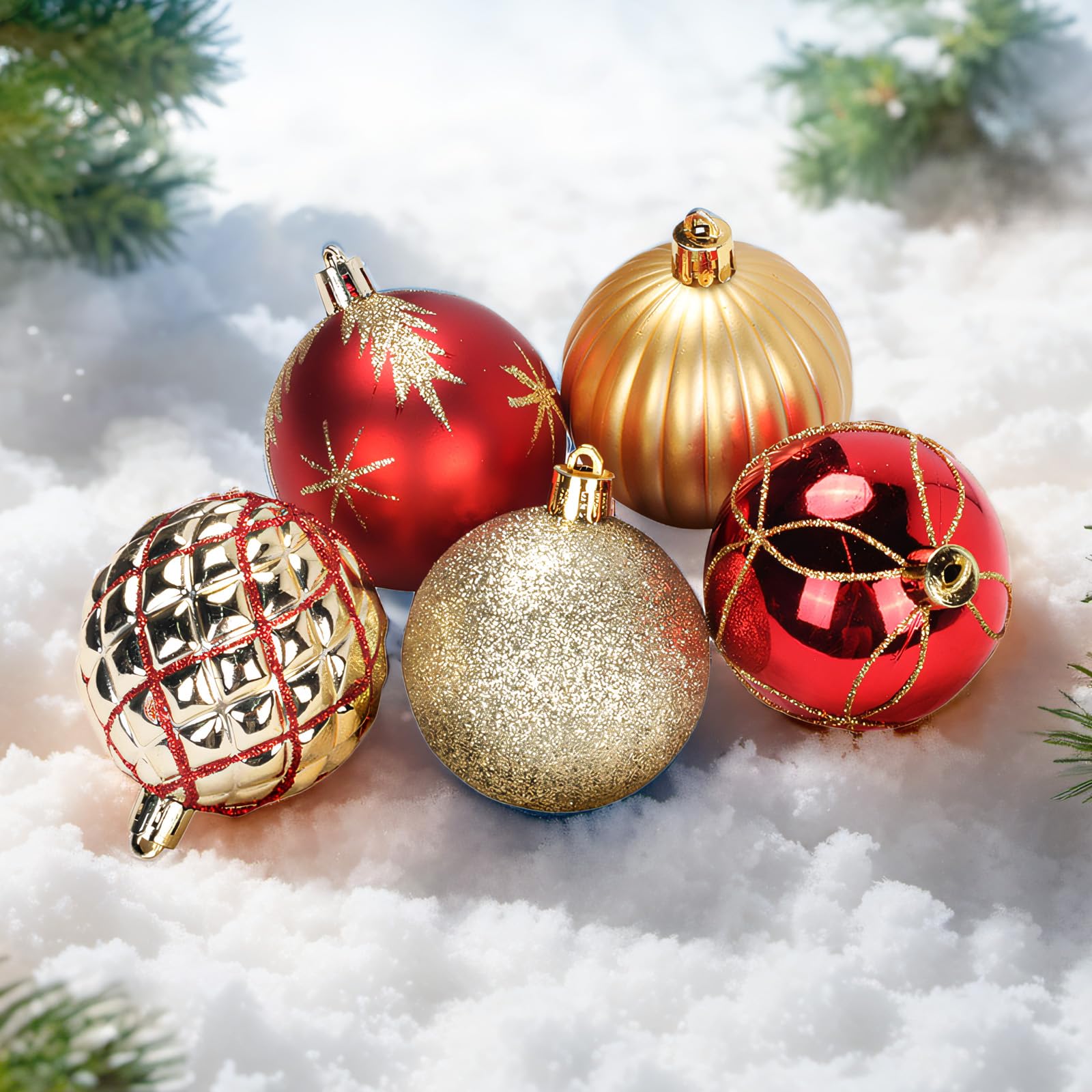 DeckTheHalls boules rouges et or dans un bol, idée de centre de table élégant
