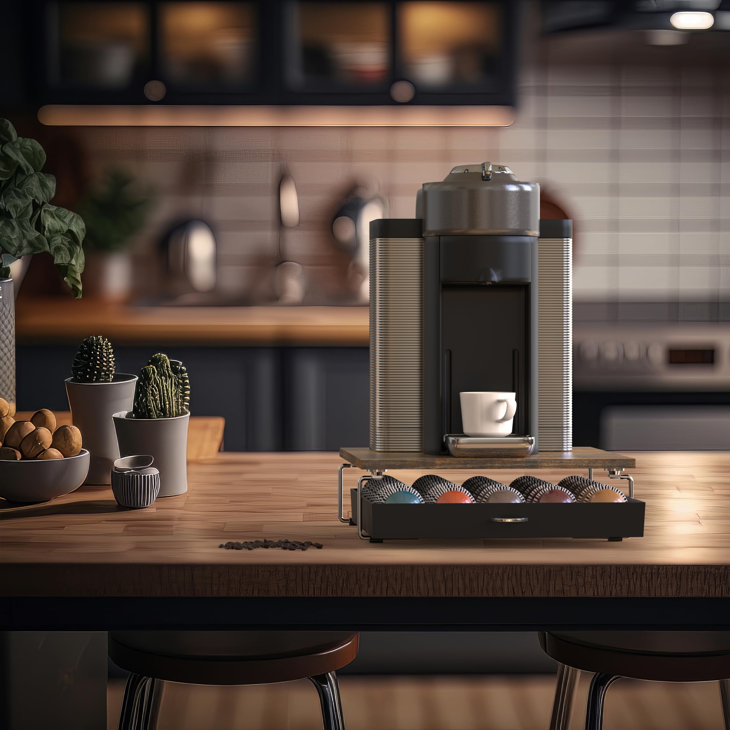 Deco Brothers tiroir sous machine montrant surface utilisée et organisation pratique