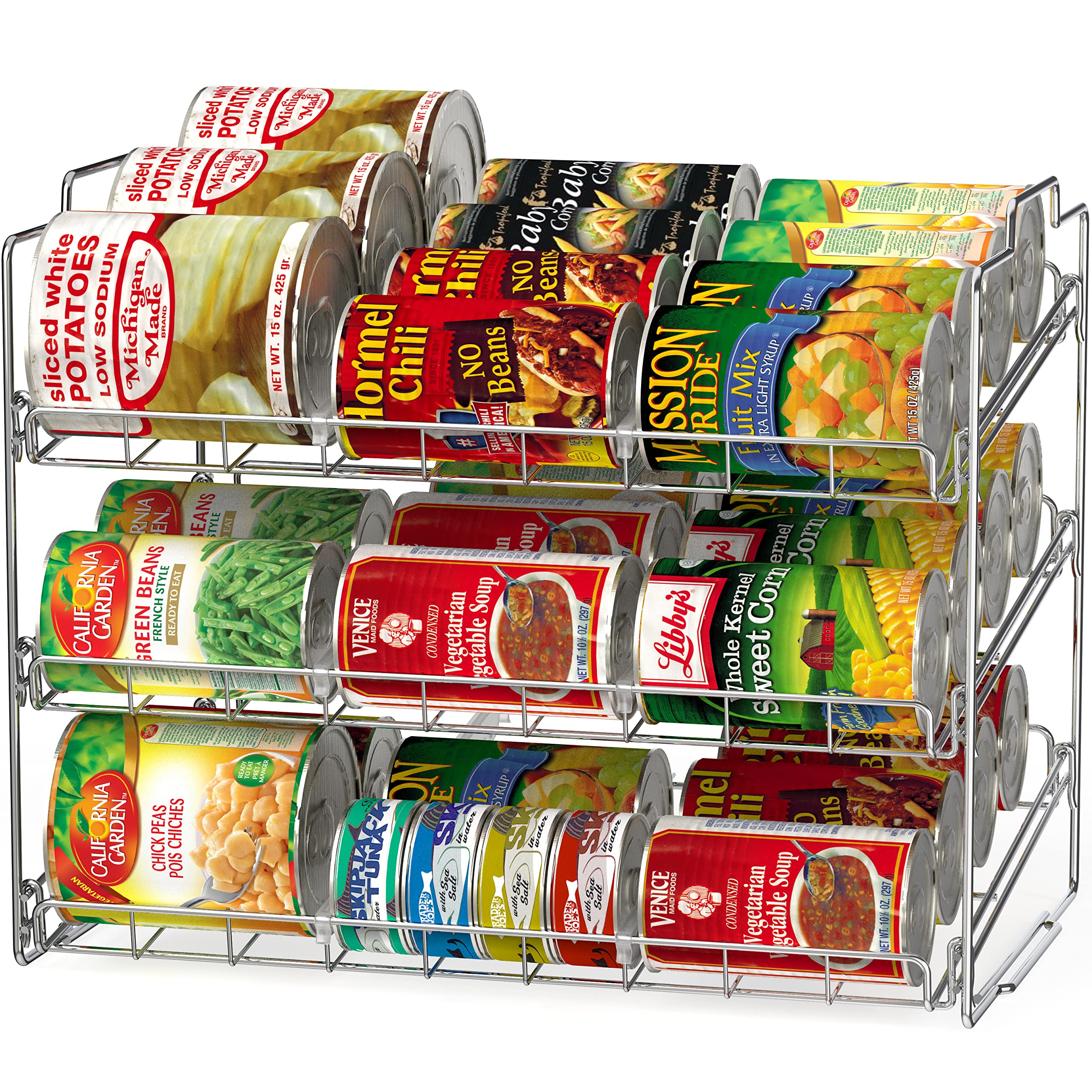 Deco Brothers vue avant du rack chrome, organise efficacement jusqu'à 36 canettes