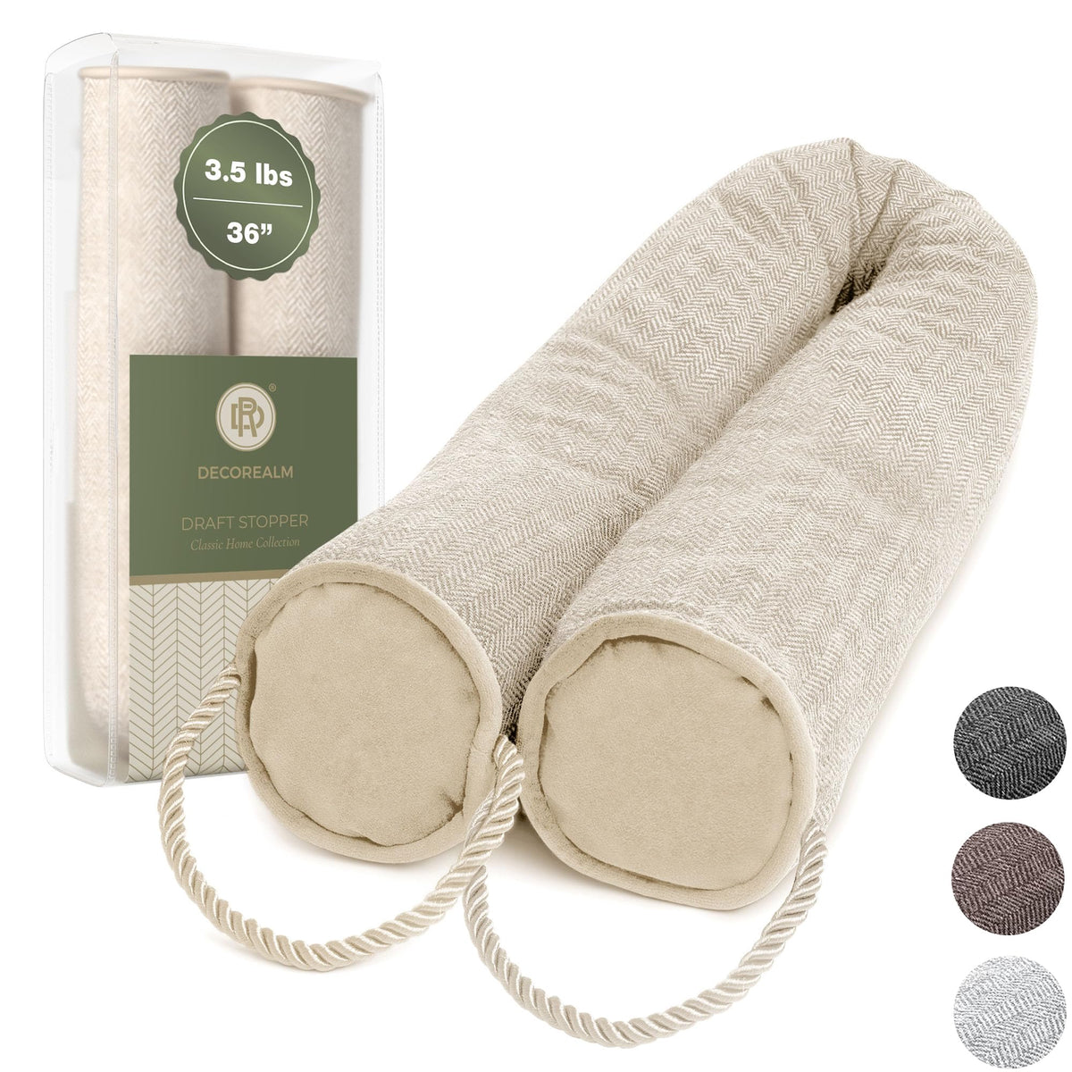 DECOREALM boudin de porte face avant beige élégant pour isolation