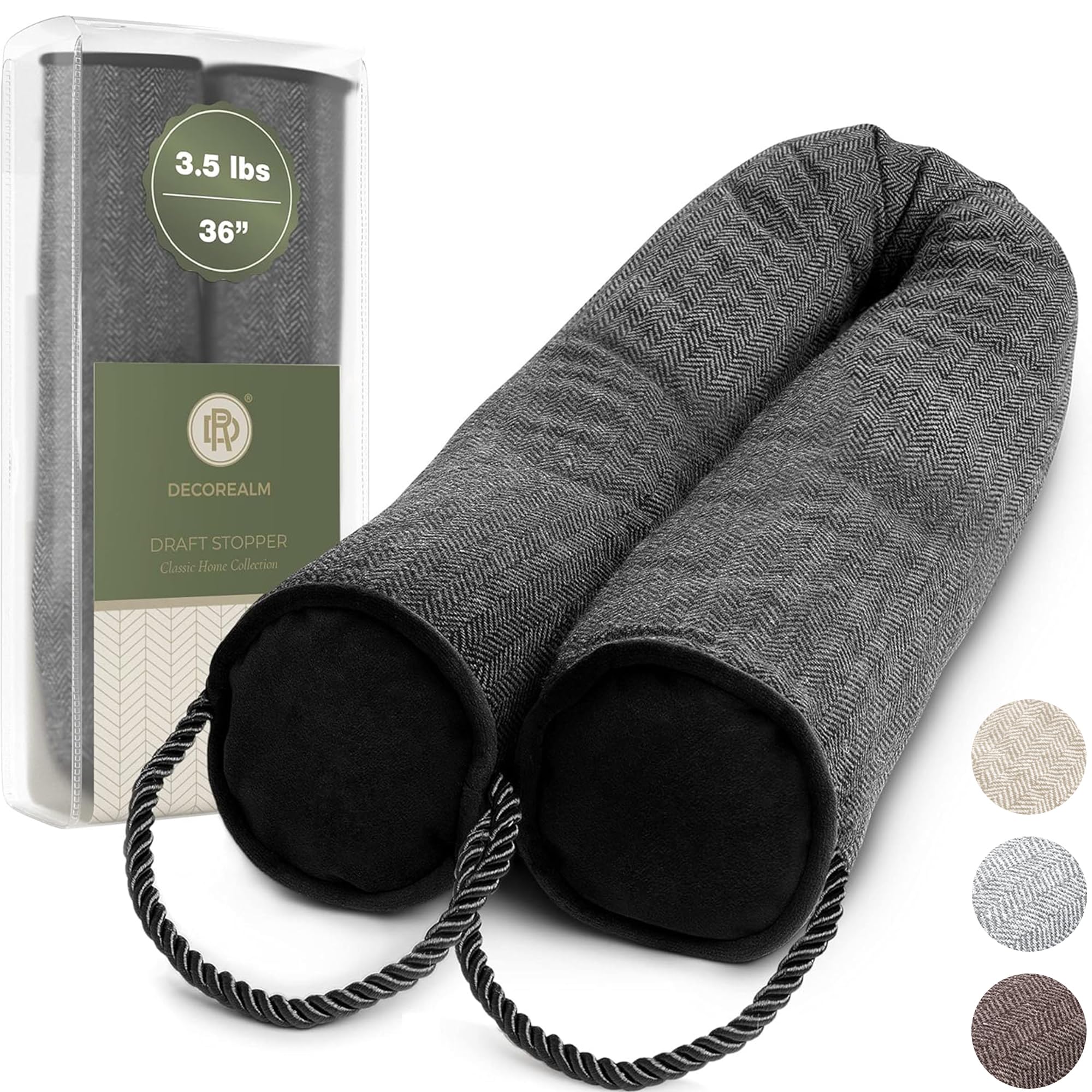 DECOREALM vue avant du cale-porte noir montrant l'ajustement au seuil